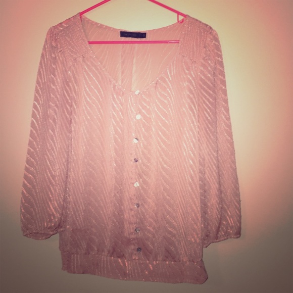 Salmon pink 3/4 sheer blouse