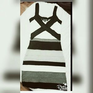 Stretchy black, white, grey dress