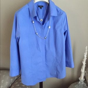 Talbots Cotton spandex buttoned shirt petite blue