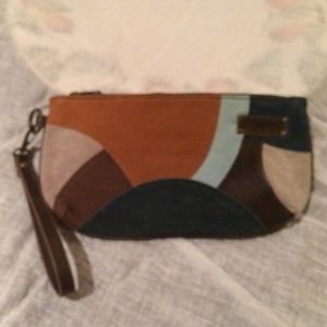 Billabong multi color suede clutch