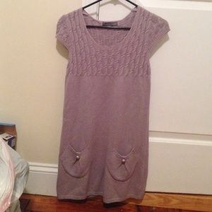 Cable knit style short sleeve sweater dress