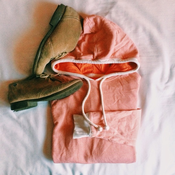 Cozy Orange and Cream Striped Hoodie