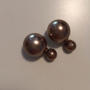 Bronze Pearl Double-Back Earrings