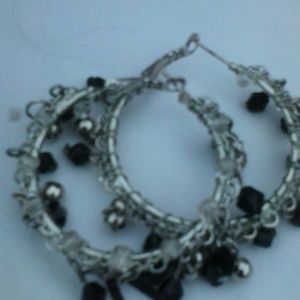 Black and silver beaded ear rings