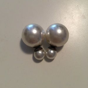White Pearl Double-Back Earrings