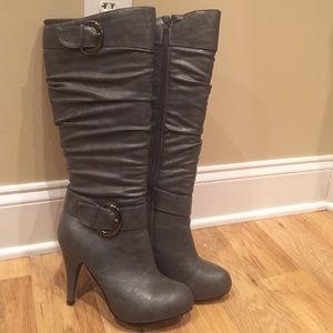 Grey Pleather boots!