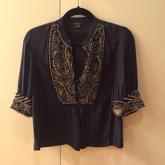 Gryphon silk beaded blouse Size XS