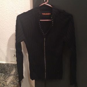 Bellini black knit ribbed top