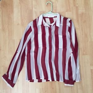 Forever 21 red and cream stripped blouse