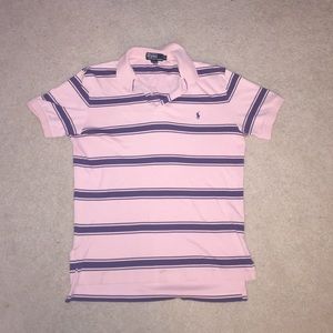 Men's Ralph Lauren Pink & Navy Blue striped Polo