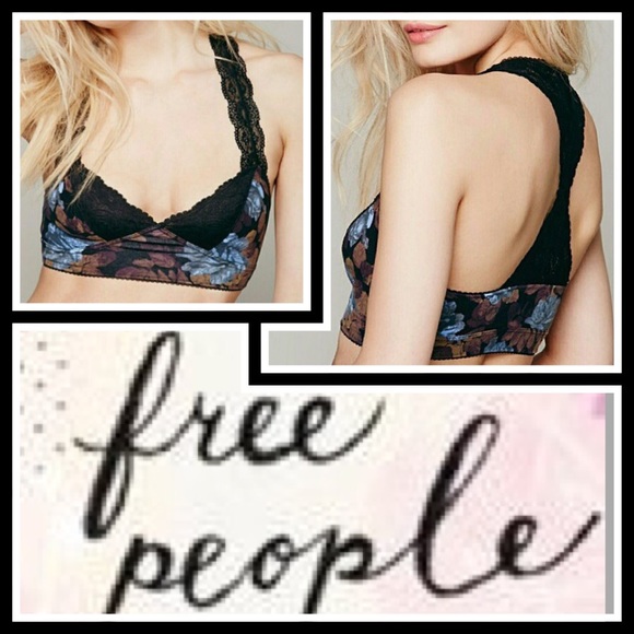 Free People✨ black flower bralette