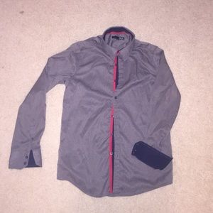 Men's Grey Paisley Dress Shirt - Medium