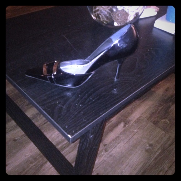 BCBGirls Black Patent heels with buckle