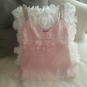 Elie Tahari Pink silk and beaded blouse