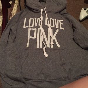 PINK gray hoodie! Like new !!