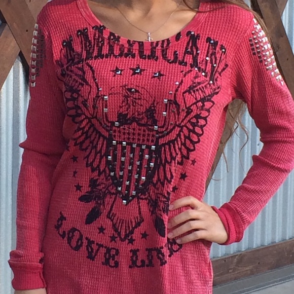 Red thermal with stones and studs