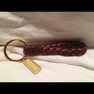 Coach brown leather keychain