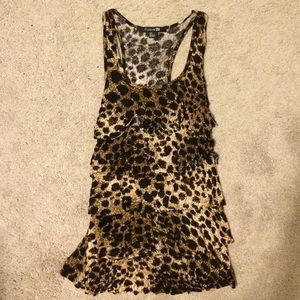 Flowy-Tiered Leopard Print Tank Top