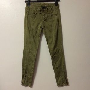 Armani Exchange military green ankle zip pants 0