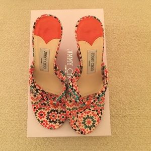 Jimmy Choo Orange Wedge Sandal 7.5