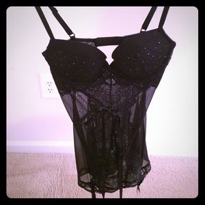 Victoria's Secret Black Neglige, 34B w/ thong NWT