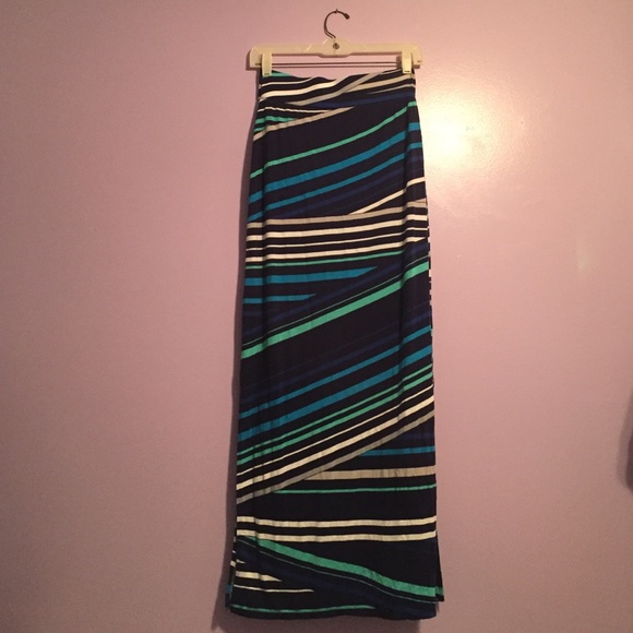 A.n.a Blue Striped Maxi Skirt