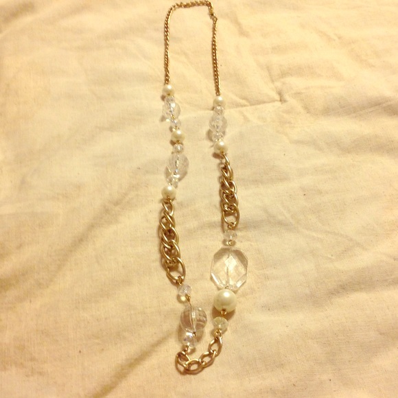 Long gold pearl necklace