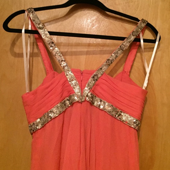 Notte by Marchesa melon dress with gold sequins - Picture 3 of 4