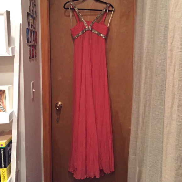 Notte by Marchesa melon dress with gold sequins - Picture 4 of 4