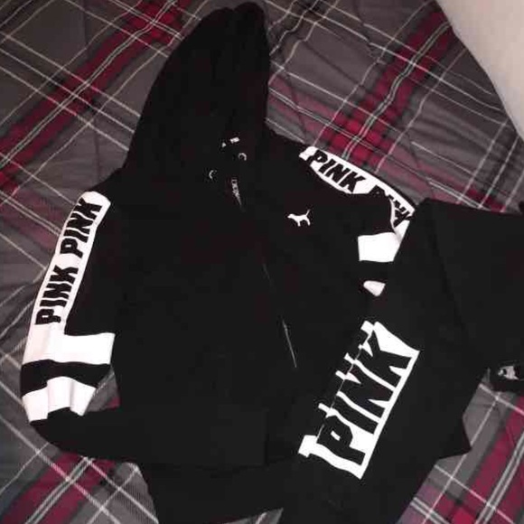 NWT VS Pink Black Hoodie Size XS - Picture 2 of 2