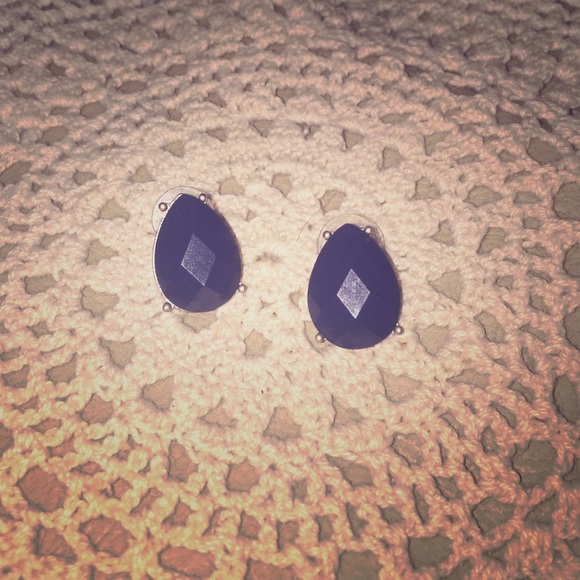 Navy stone stud earrings