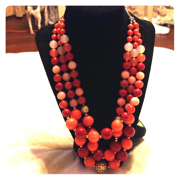 Red and orange bead necklace