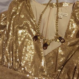 Gold sequins evening dress
