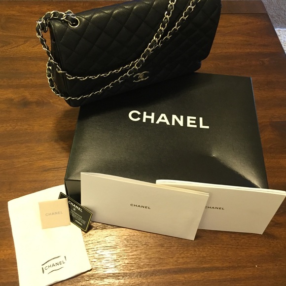 CHANEL Handbags - CHANEL Caviar Maxi DB Flap Black with Silver Chain