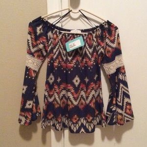 Brand new Aztec off the shoulder top