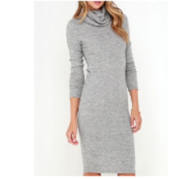 New - Long Sleeve Gray Turtleneck Dress