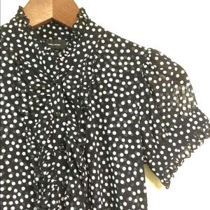 👍Host PickShort sleeve polka dot with ruffle neck