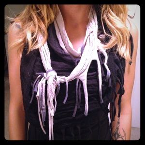 Black & White Fringed Scarf