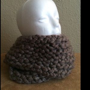 Hand Knitted Chunky Brown Infinity Scarf