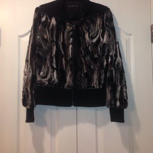 VIA SPIGA Faux Fur Bomber Jacket