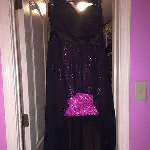 Black and pink high low dress