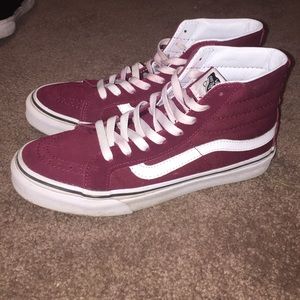 Maroon high top Vans
