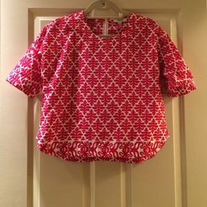 Madewell Red Print Crop Top Blouse