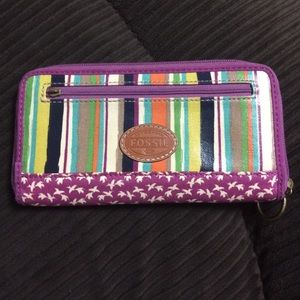 Fossil Wallet Key Per Zip Bright Stripe