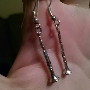 Silver clarinet earrings