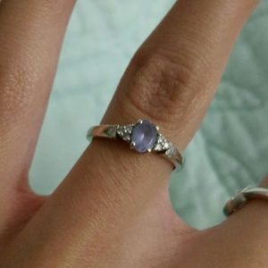 10K White Gold, Tanzanite and diamond ring