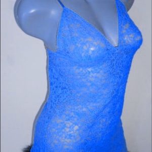 VICTORIA'S SECRET SZ L BLUE LACE BABYDOLL SLIP $48