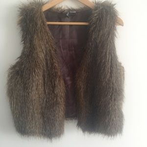 Divided Faux Fur Vest, Shades of Brown