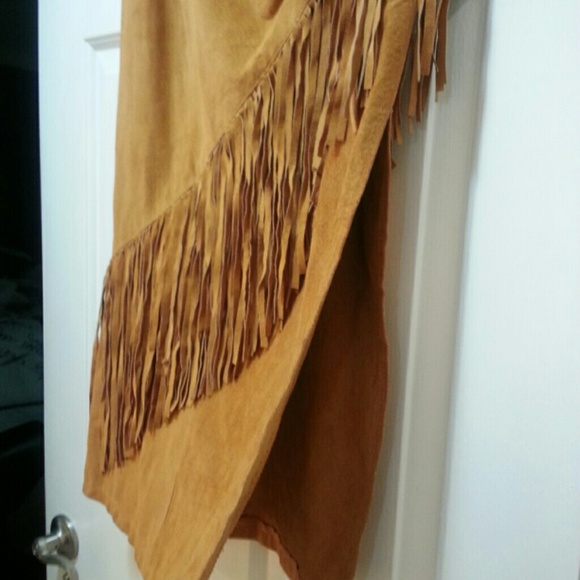 Chestnut genuine leather fringe skirt SOLD - Picture 3 of 4