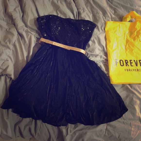 Black strapless dress